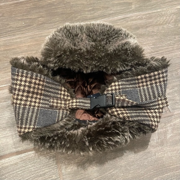 Faded Glory Fur Trap Hat One Size Gray & Brown - Picture 7 of 7